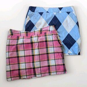 Lot Of 2 Loudmouth Ladies Golf Skirts - Sz 10 Women's - Pink Plaid & Blue Argyle